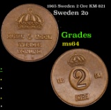 1965 Sweden 2 Ore KM-821 Grades Choice Unc