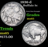 1936-d Buffalo Nickel 5c Grades GEM Unc