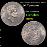 1959 Colombia 50 Centavos  KM-217 Grades GEM Unc