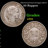 1896-B Switzerland 20 Rappen KM-29 Grades vf++