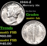 1944-d Mercury Dime 10c Grades Choice Unc+ FSB