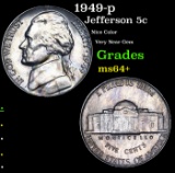1949-p Jefferson Nickel 5c Grades Choice+ Unc