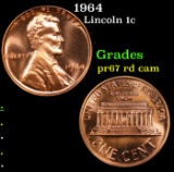 Proof 1964 Lincoln Cent 1c Grades Gem++ Proof Red Cameo