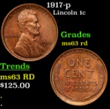1917-p Lincoln Cent 1c Grades Select Unc RD