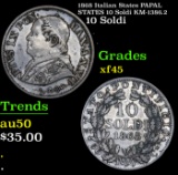 1868 Italian States PAPAL STATES 10 Soldi KM-1386.2 Grades xf+