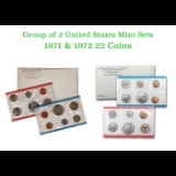 Group of 2 United States Mint Proof Sets 1971-1972. 10 coins