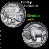 1936-p Buffalo Nickel 5c Grades Select AU