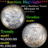 ***Auction Highlight*** 1897-p Morgan Dollar Rainbow Toned $1 Graded ms66+ By SEGS (fc)