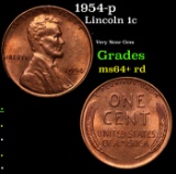 1954-p Lincoln Cent 1c Grades Choice+ Unc RD