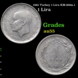 1961 Turkey 1 Lira KM-889a.1 Grades Choice AU