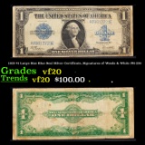 1923 $1 Large Size Blue Seal Silver Certificate, Signatures of Woods & White FR-238 Grades vf, very