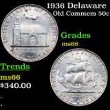 1936 Delaware Old Commem Half Dollar 50c Graded ms66 BY SEGS