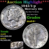***Auction Highlight*** 1942/1-p Mercury Dime 10c Graded ms64+ BY SEGS (fc)