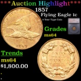 ***Auction Highlight*** 1857 Flying Eagle Cent 1c Graded ms64 BY SEGS (fc)