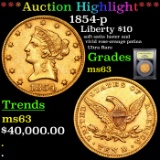 ***Auction Highlight*** 1854-p Gold Liberty Eagle $10 Graded Select Unc By USCG (fc)