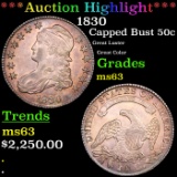 ***Auction Highlight*** 1830 Capped Bust Half Dollar 50c Graded ms63 BY SEGS (fc)