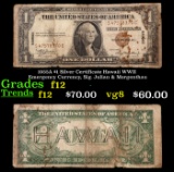 1935A $1 Silver Certificate Hawaii WWII Emergency Currency, Sig. Julian & Morgenthau Grades f, fine