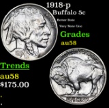 1918-p Buffalo Nickel 5c Grades Choice AU/BU Slider
