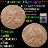 ***Auction Highlight*** 1787 Connecticut Colonial Cent 1c Graded xf45 BY SEGS (fc)