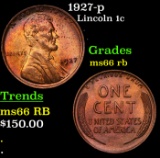 1927-p Lincoln Cent 1c Grades GEM+ Unc RB