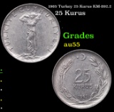 1965 Turkey 25 Kurus KM-892.2 Grades Choice AU