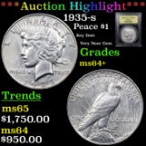 ***Auction Highlight*** 1935-s Peace Dollar $1 Graded Choice+ Unc BY USCG (fc)