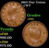 1863 Our Union Civil War Token 1c Grades vf+