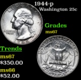 1944-p Washington Quarter 25c Grades GEM++ Unc