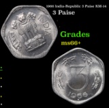 1966 India-Republic 3 Paise KM-14 Grades GEM++ Unc