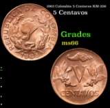 1963 Colombia 5 Centavos KM-206 Grades GEM+ Unc