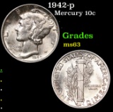 1942-p Mercury Dime 10c Grades Select Unc