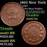 1863 New York Civil War Token 1c Grades Select Unc BN