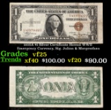 1935A $1 Silver Certificate Hawaii WWII Emergency Currency, Sig. Julian & Morgenthau Grades vf+