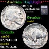 ***Auction Highlight*** 1914-s Buffalo Nickel 5c Graded ms66 BY SEGS (fc)