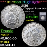 ***Auction Highlight*** 1836 Capped Bust Half Dollar 50c Graded ms64+ BY SEGS (fc)