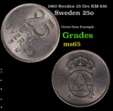 1963 Sweden 25 Ore KM-836 Grades GEM Unc
