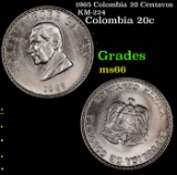 1965 Colombia 20 Centavos KM-224 Grades GEM+ Unc