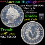 Proof ***Auction Highlight*** 1903 Liberty Nickel Near TOP POP! 5c Graded pr67 CAM BY SEGS (fc)