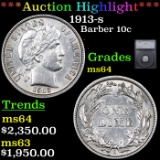 ***Auction Highlight*** 1913-s Barber Dime 10c Graded ms64 BY SEGS (fc)