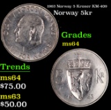 1963 Norway 5 Kroner KM-409 Grades Choice Unc