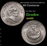 1963 Colombia 20 Centavos KM-215.1 Grades GEM+ Unc