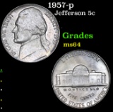 1957-p Jefferson Nickel 5c Grades Choice Unc