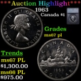 ***Auction Highlight*** 1963 Canada Dollar $1 Graded ms67 pl By SEGS (fc)