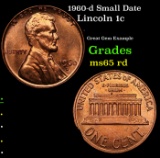 1960-d Small Date Lincoln Cent 1c Grades GEM Unc RD