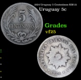 1924 Uruguay 5 Centesimos KM-21 Grades vf+