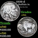 1926-d Buffalo Nickel 5c Grades vf++