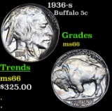 1936-s Buffalo Nickel 5c Grades GEM+ Unc