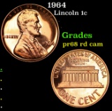 Proof 1964 Lincoln Cent 1c Grades Gem++ Proof Red Cameo