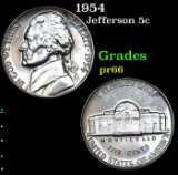 Proof 1954 Jefferson Nickel 5c Grades GEM+ Proof