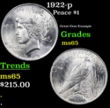 1922-p Peace Dollar $1 Grades GEM Unc